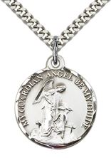STERLING SILVER GUARDIAN ANGEL PENDANT ON A CHAIN - 7/8" x 3/4"
